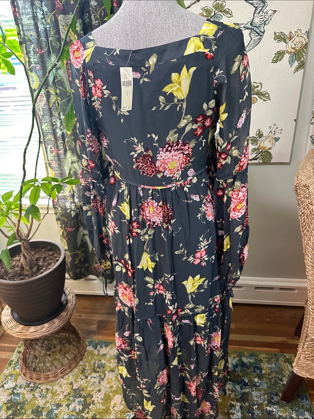 New Anthropologie EVELIN Small
Blue Green Grey Tone Tiered Floral Peasant Maxi - Picture 12 of 17